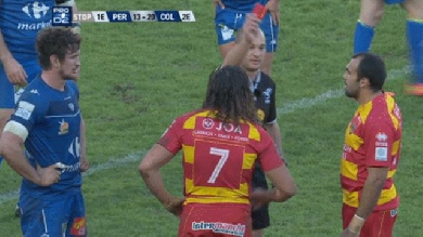 VIDÉO. Pro D2 : David Marty prend un rouge après avoir donné deux coups de boule dans un ruck