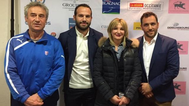 Christophe Deylaud - Frédéric Michalak - Francoise Foli (mairie de Blagnac) - Benoît Trey (nouveau président). Crédit photo : Facebook Blagnac
