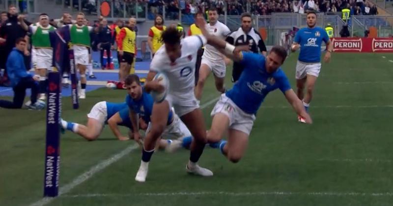 Anthony Watson à la conclusion d'une Angleterre trop forte pour l'Italie.