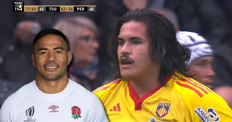 Selon les informations du Parisien, l'USAP discuterait avec le centre anglais Manu Tuilagi. Va-t-il être réuni avec son neveu, le 2e ligne du XV de France, Posolo ? Crédit image : Screenshot Canal +