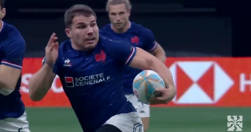 Le demi de mêlée du XV de France Antoine Dupont a marqué de son empreinte les tournois de Vancouver et Los Angeles sous les couleurs de France 7. Crédit image : Screenshot Youtube France TV