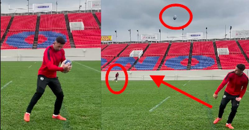 VIDÉO. Comme au bon vieux temps, Quade Cooper s’échauffe en faisant des chisteras de 35m dans le dos