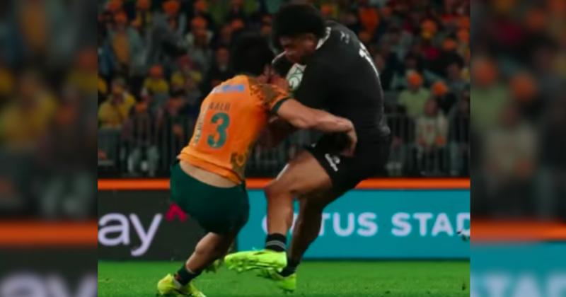 VIDEO. BOOM ! Leicester Fainga’anuku colle un cul à ne plus pouvoir s’asseoir au monstre Sua’ali’i