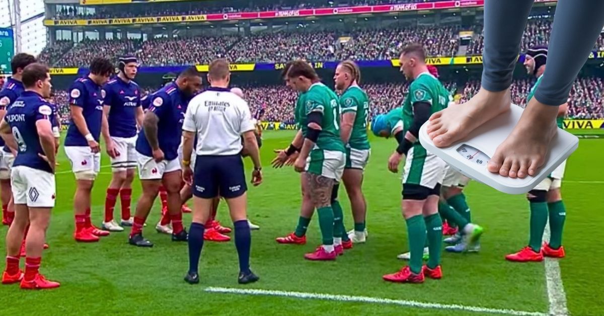  Le pack type du Tournoi 2025 culminait à 958kg, contre 881 pour ce premier match de 2026. Screenshot : France 2