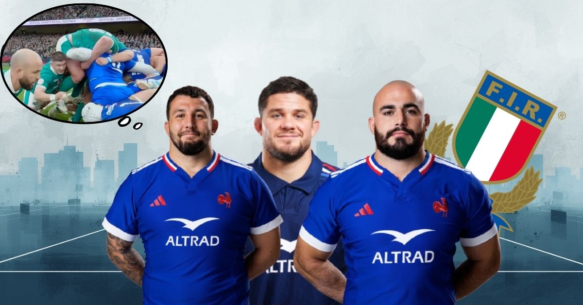 Où se situe la première ligne du XV de France par rapport aux Italiens ? © TF1