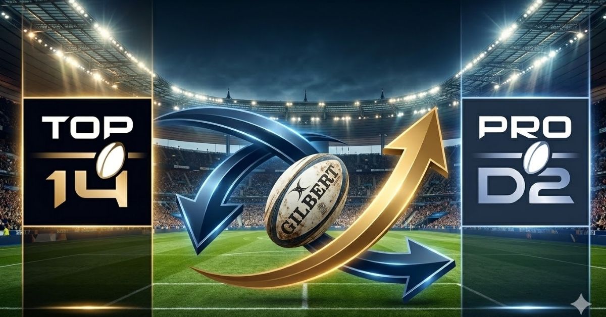 Chaque printemps, certains clubs jouent leur survie pendant que d’autres rêvent d’accéder au Top 14. Crédit image : Nano Banana 2