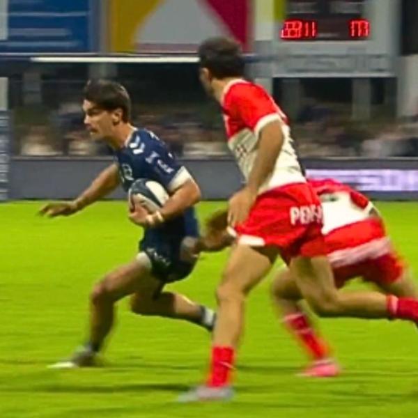 VIDEO. 1, 2, 3, 4, 5, 6 : Cet ailier de 1m95 navigue dans toute la défense de Biarritz pour un essai épatant