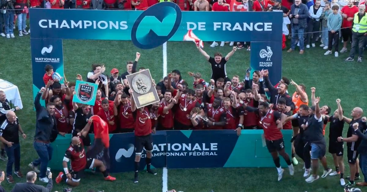 Lors de leur affrontement en finale, le Stade Niçois (encore à l'époque) avait soulevé le bouclier. Place à la revanche samedi. © Screenshot Youtube France Rugby 