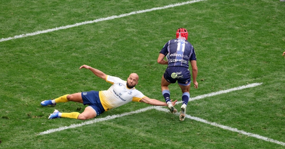L'ailier de Bordeaux Louis Bielle-Biarrey n'a laissé aucune chance au Leinster. Crédit : EPCR ©INPHO/Nick Elliott