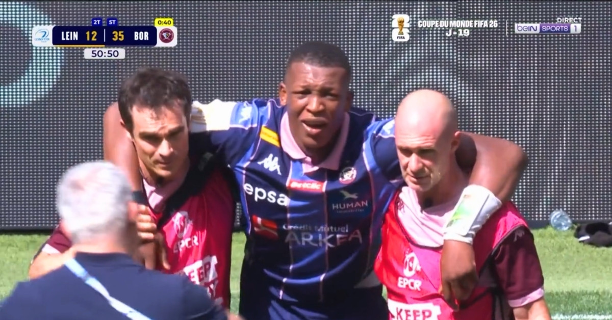 Le bordelais était sorti à la 51ème minute de la finale de Champions Cup après un coup au genou gauche. Screenshot: Bein Sport