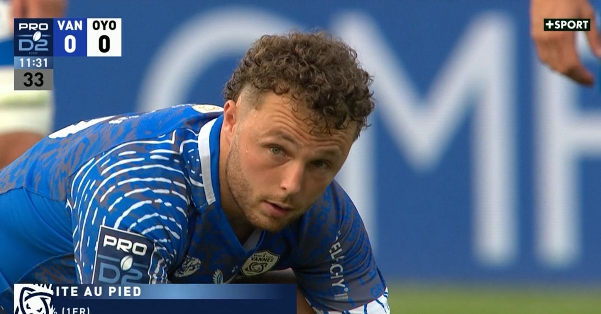 Face à Oyonnax, l'ouvreur Vannetais a été l'un des facteurs X dans la victoire des Vannetais face aux Oyomen. Crédit image : Canal +