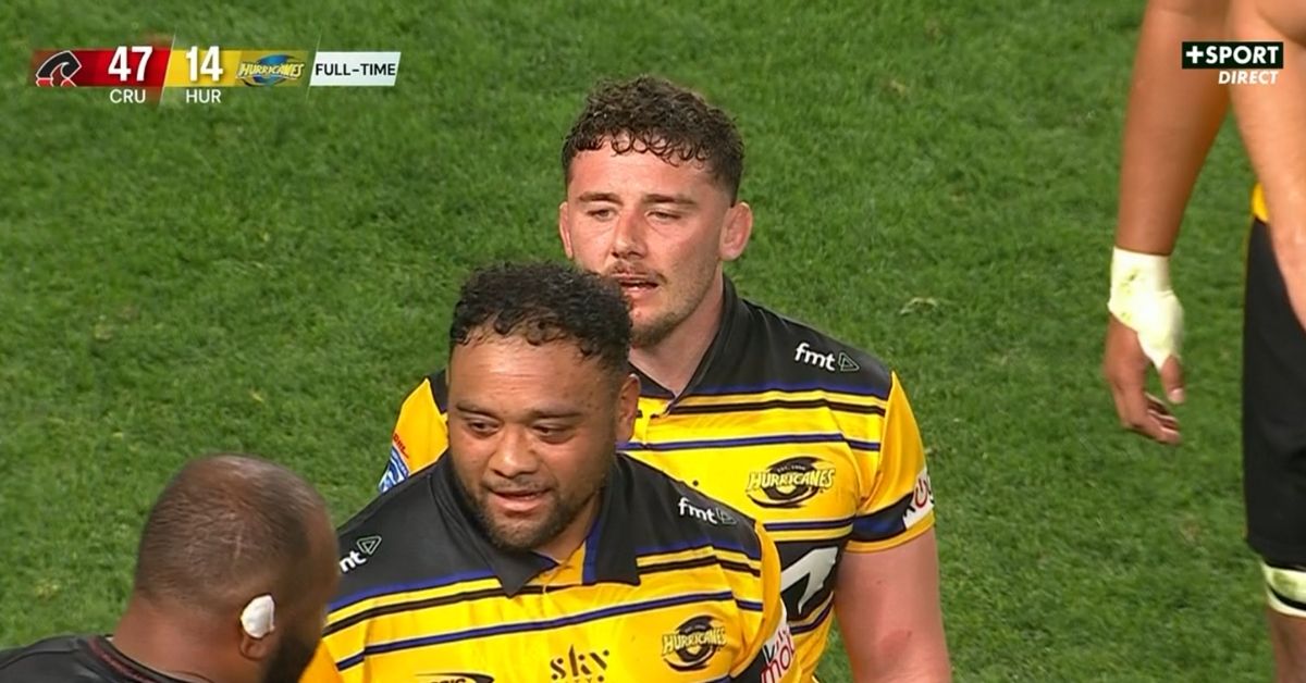 Les Hurricanes, pourtant leaders du Super Rugby ont pris quasiment 50 points sur la pelouse des Crusaders ce vendredi matin. Screenshot : Canal + Sport