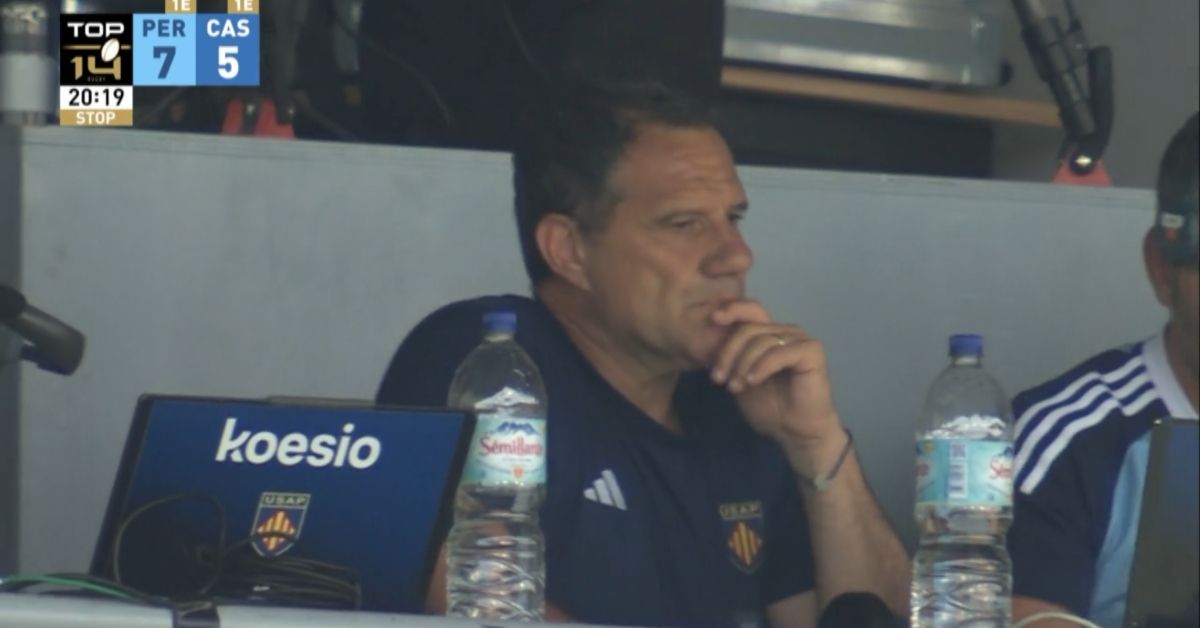 Arrivé en Novembre 2025, l'ancien entraineur du Racing 92 prolonge jusqu'en 2030 avec l'USAP. Screenshot: Canal +