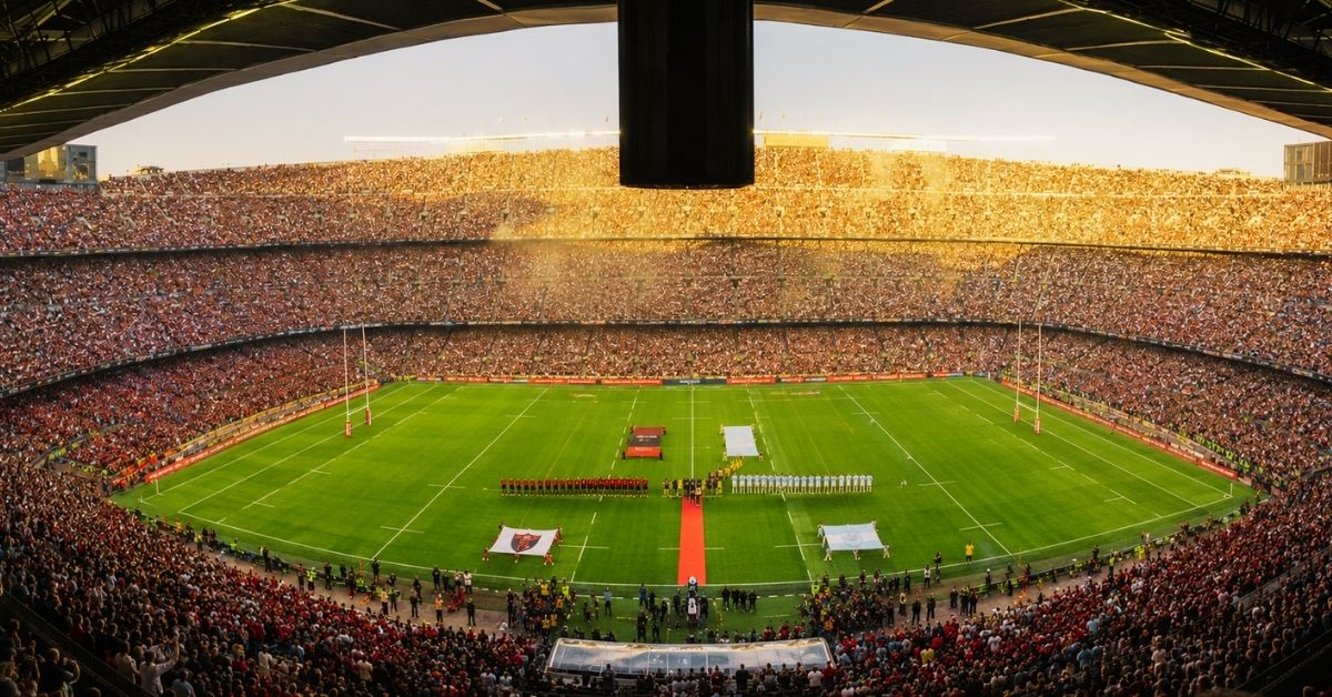 Le TOP 14 pourrait retrouver Barcelone en 2028. Pas pour une finale cette fois, mais pour deux demies dans un Camp Nou version géant. Crédit image : Open IA