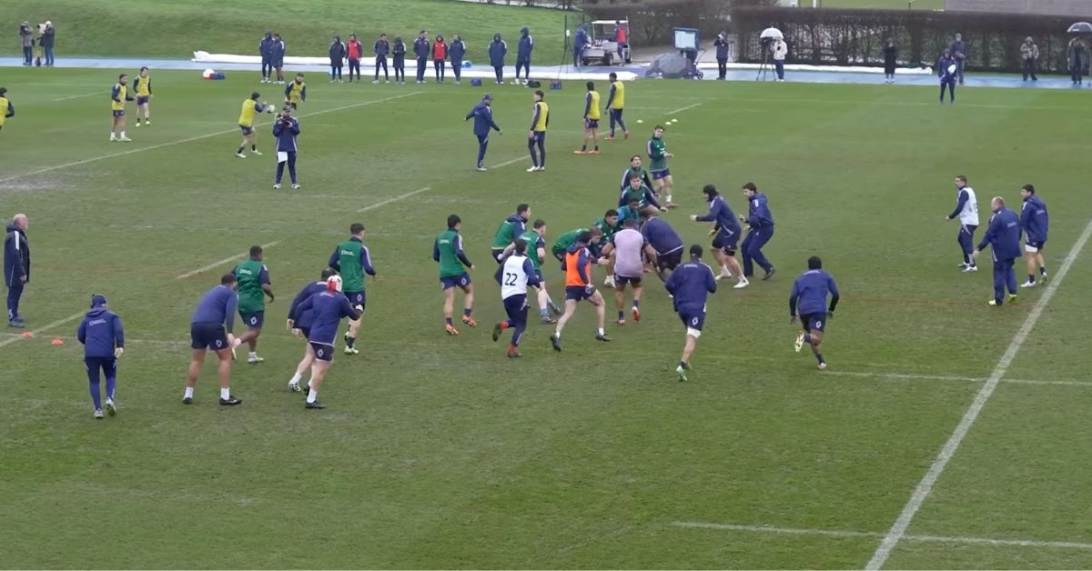 La France durant sa mise en place pour le Tournoi des 6 Nations 2026. Screenshot : France Rugby