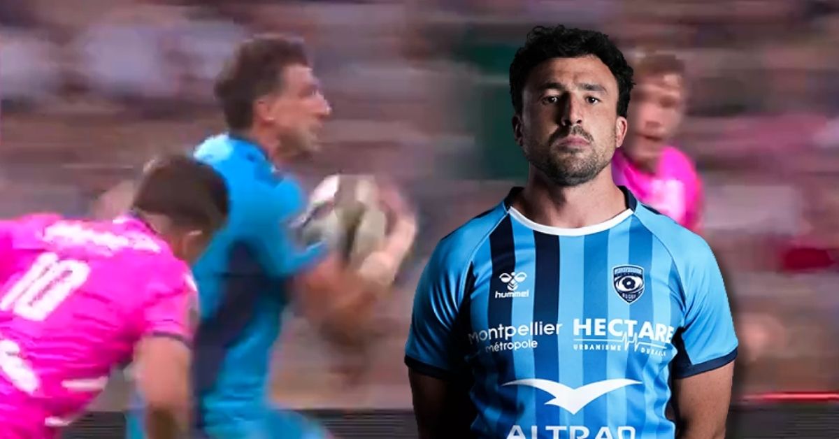 L'arrière australien Tom Banks a ouvert le compteur d'essais de la seconde finale du Top 14 2025-2026, entre le MHR et le Stade Français Paris. (Canal+)