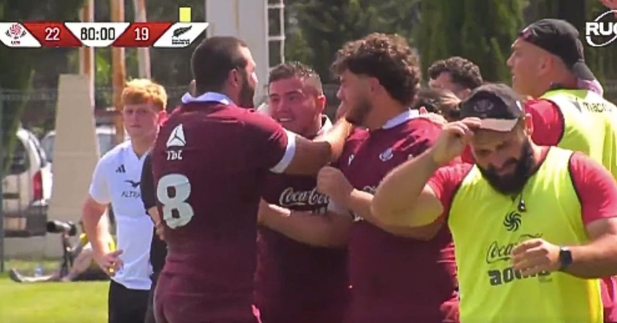Misho Shioshvili et ses copains peuvent célébrer. Screenshot : X Tier 2 Rugby