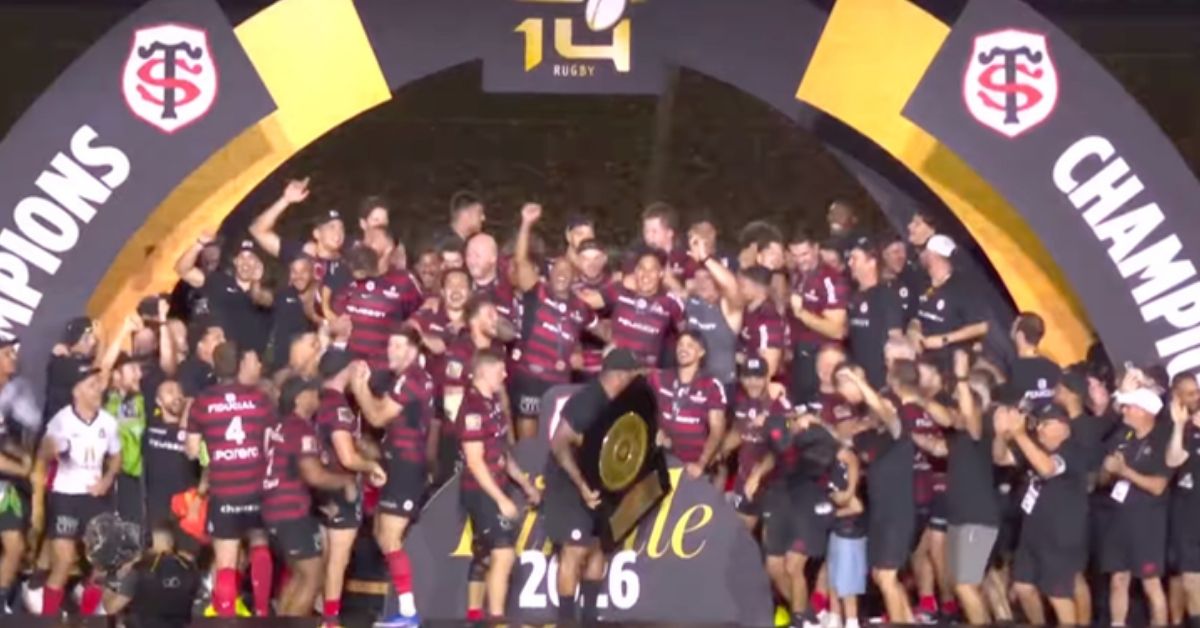 Le Stade Toulousain sacré pour la quatrième fois consécutive en Top 14. Screenshot : Youtube - Canal+