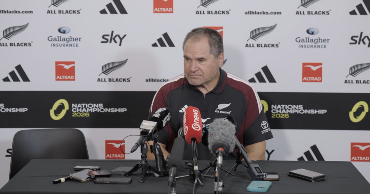 La conférence de presse du sélectionneur Dave Rennie s'est tenue ce jeudi 2 juillet 2026. Screenshot : Youtube - All Blacks