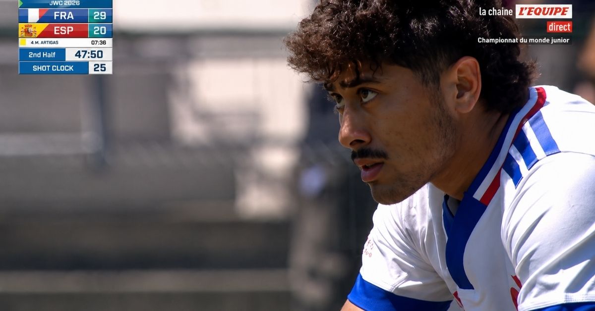 Le jeune demi d'ouverture Français sera présent face à l'Australie pour le dernier match de la phase de groupe mardi. Screenshot: L'Équipe