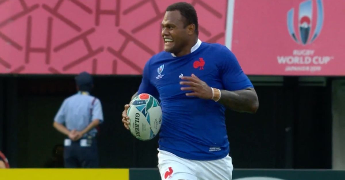 Virimi Vakatawa avec le maillot du XV de France durant la Coupe du Monde 2019. Screenshot : Youtube - Rugbypass 