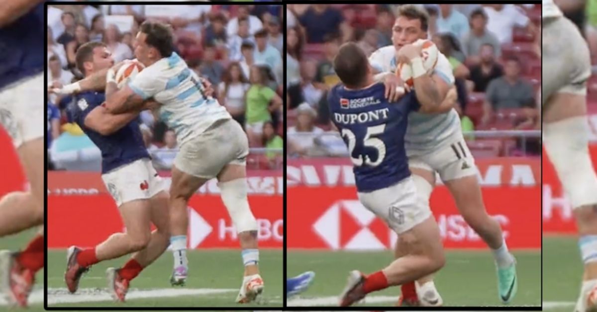 Antoine Dupont avait secoué le puissant Lucho. Screenshot : @RugbyPass