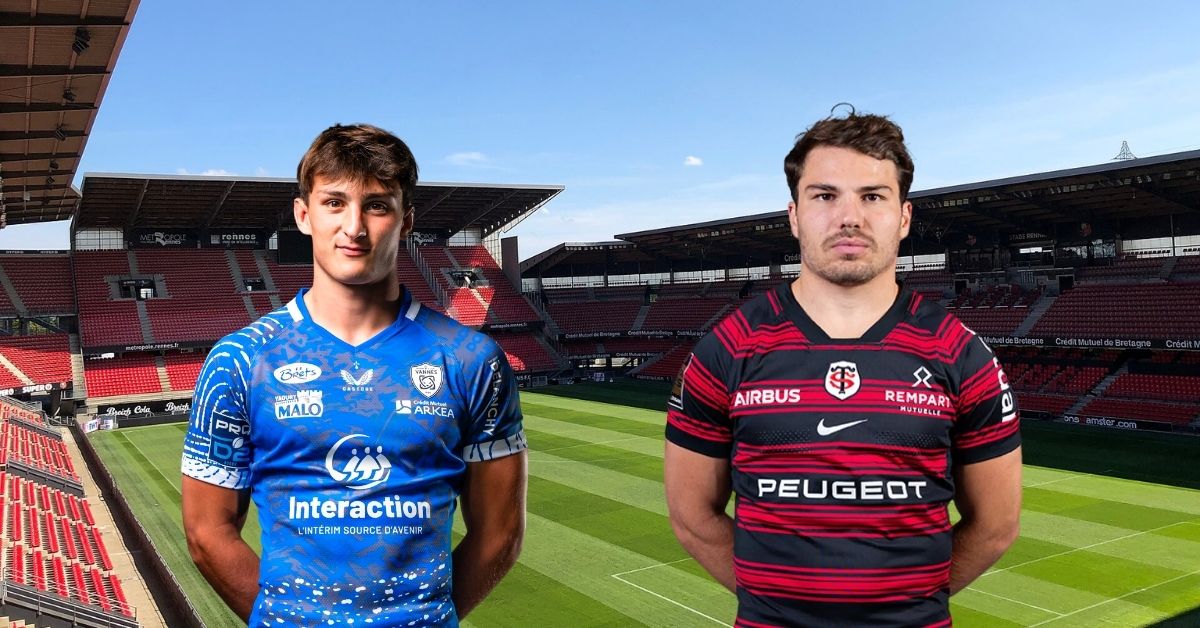 Antoine Dupont et le Stade Toulousain joueront à La Rabine face à Vannes en décembre prochain. ©LNR et CC-BY-SA Futurhit12 (Wikipédia)