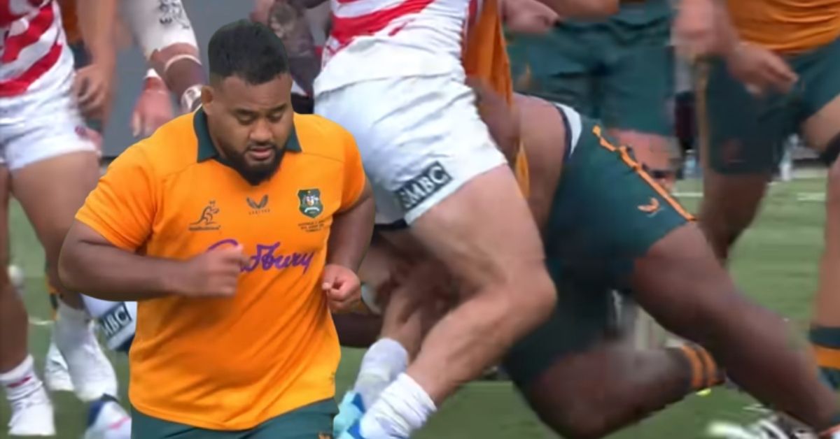 Taniela Tupou voit double face au Japon et sort une copie XXL avec l'Australie. ©SANZAAR TV