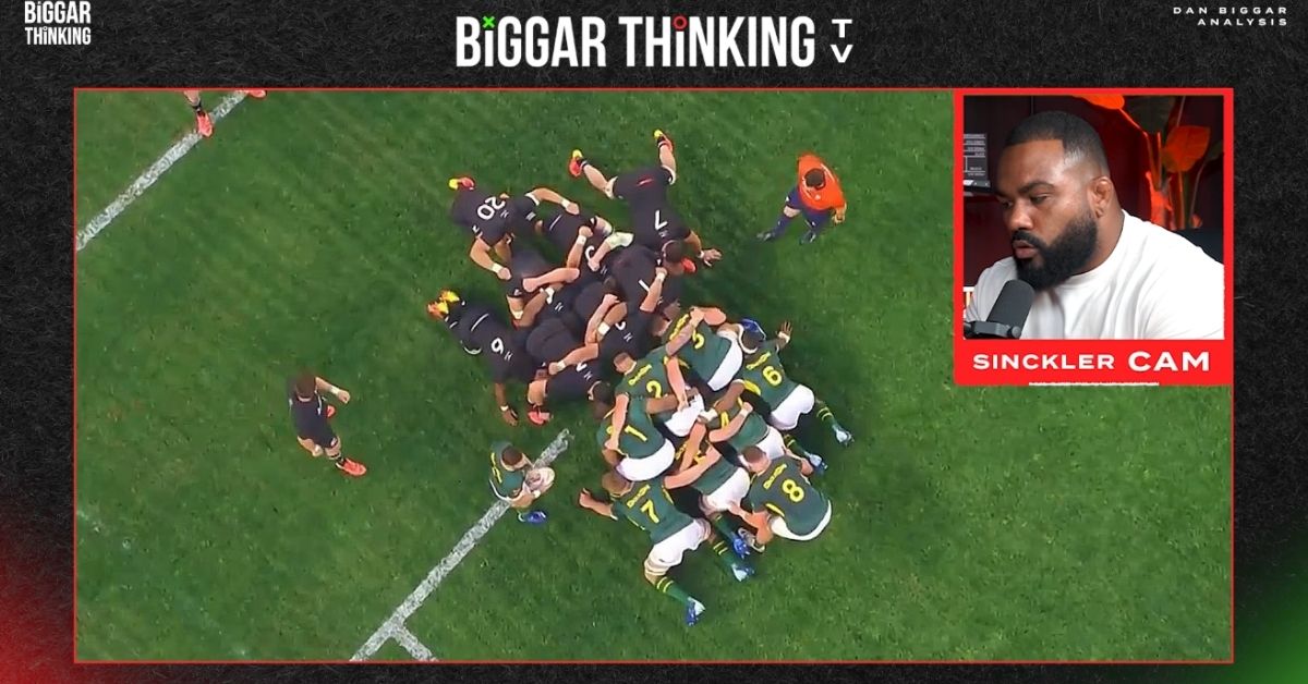 Épaule bloquée, tête déplacée, ballon ralenti : Kyle Sinckler révèle les détails presque invisibles qui ont donné l’avantage aux Springboks en mêlée. Crédit : Biggar Thinking: Rugby Analysis et The Rugby Pod