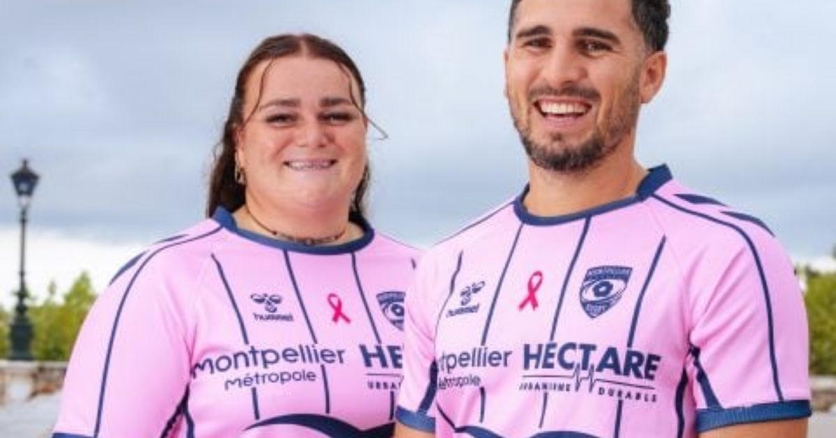 Le rose va s’inviter en Top 14 dimanche soir. Face à Toulon, les joueurs de Montpellier porteront un maillot collector pour Octobre Rose. Crédit image : MHR
