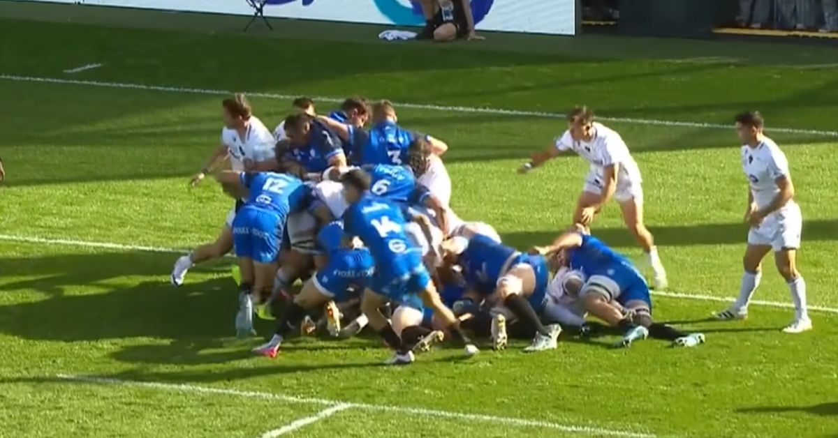 Avec un seul point au classement en cinq journées, l’addition commence à se révéler complexe pour le RC Vannes, battu par la Section Paloise (40-43) à la Rabine, en Top 14. - Screenshot Canal+
