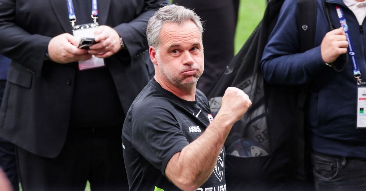Ugo Mola, manager du Stade Toulousain, a félicité ses jeunes joueurs après la victoire à Castres, samedi, en Top 14. Crédit : ©INPHO/Laszlo Geczo (EPCR)