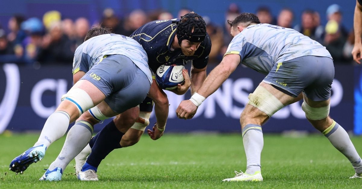 Clermont a encaissé 48 points contre le Leinster malgré 27 défenseurs battus. Derrière ce paradoxe, les chiffres révèlent les grosses difficultés de l'ASM. ©INPHO/Ben Brady