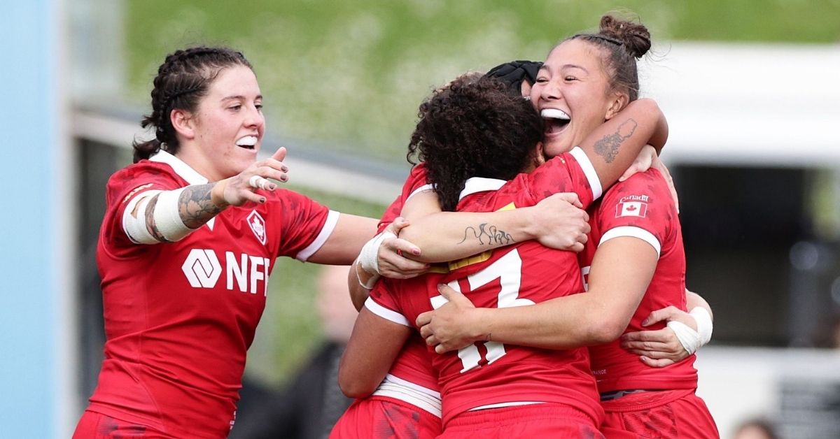 Sophie de Goede, capitaine du Canada, a inscrit trois essais contre l'Angleterre à Ottawa, lors du WXV Global Series 2026. Photo by Dave Rowland