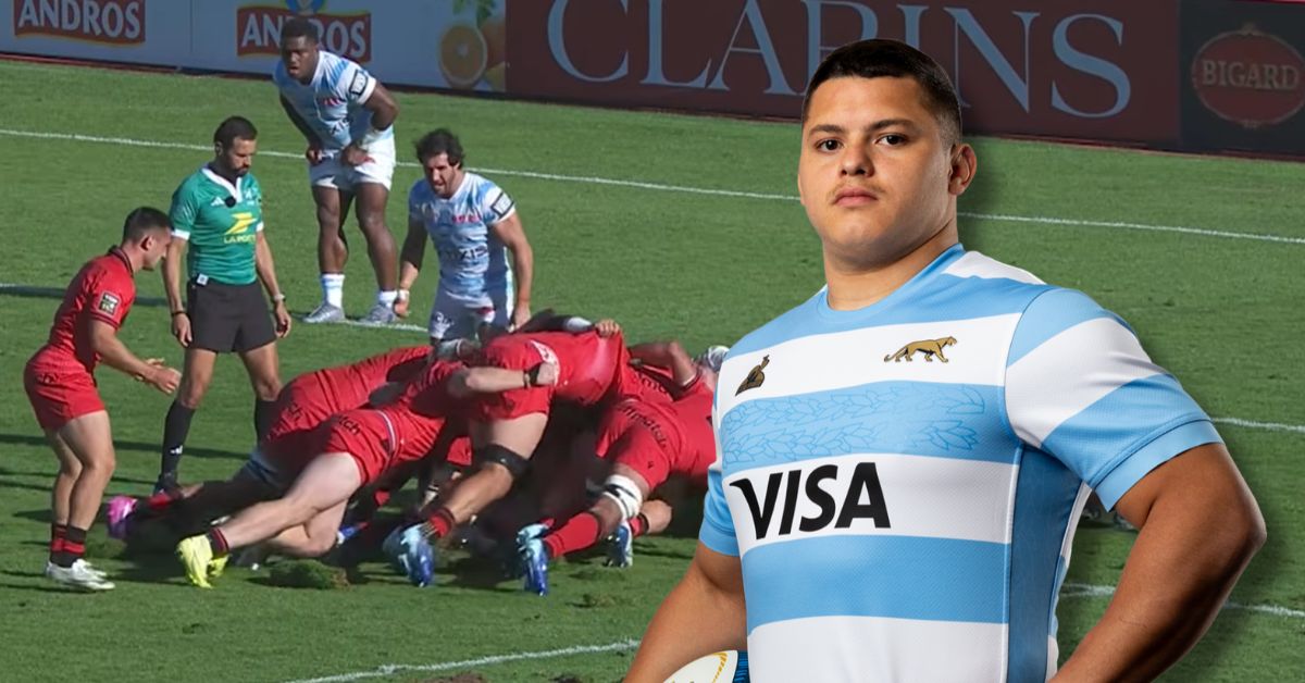 Thomas Gallo, pilier gauche de Lyon et international argentin, sera absent au moins six mois après une luxation du poignet. Crédit : screenshot Canal+ / Argentina Rugby Union