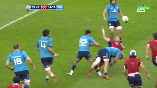 VIDEO. 6 nations. Le caramel surprise de Simone Favaro sur Alex Dunbar