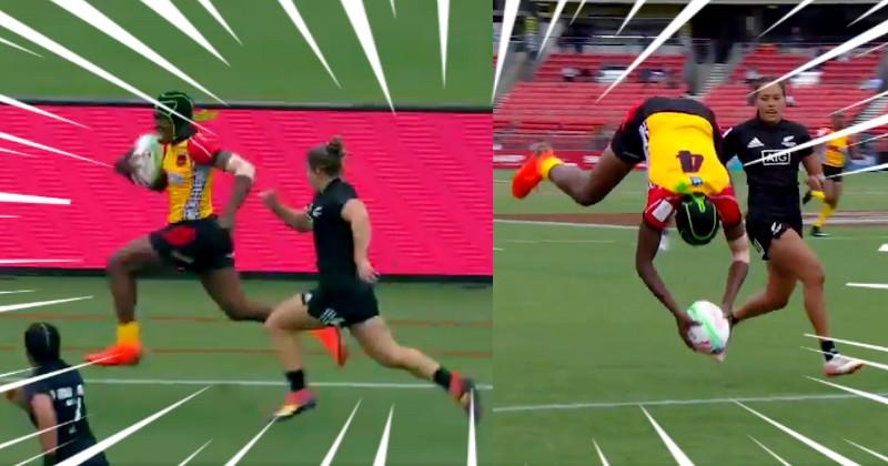 A 32km/h, elle dépose les Black Ferns et s'offre un salto avant pour l'essai