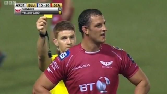 VIDEO. Pro 12. Aaron Shingler prend un carton jaune après avoir été plaqué sans ballon par son frère