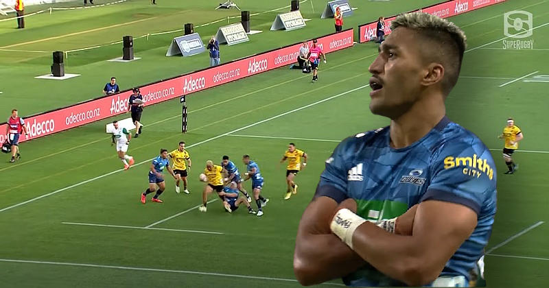 VIDEO. Super Rugby Aotearoa. Aumua emporte la défense des Blues, Ioane dépose celle des Hurricanes