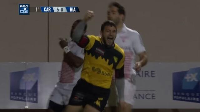VIDEO. PRO D2 : le magnifique essai de Carcassonne face à Biarritz après... 34 secondes de jeu