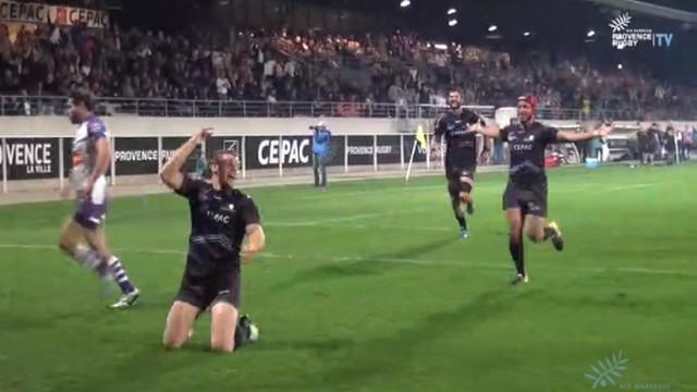 VIDEO. Fédérale 1 Elite - Provence Rugby. Charles Brousse conclut une action de 60m face à Bourg-en-Bresse