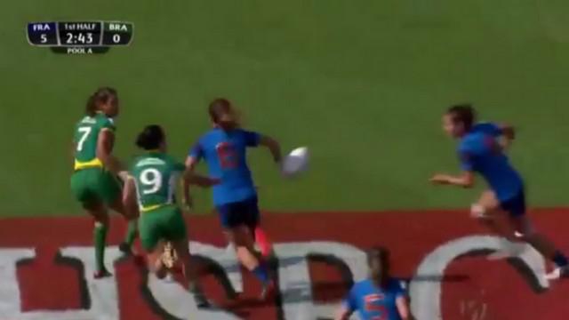 VIDEO. Dubai Sevens - France 7 Féminines. Fanny Horta en feu face au Brésil avec un doublé et une passe dans le dos 