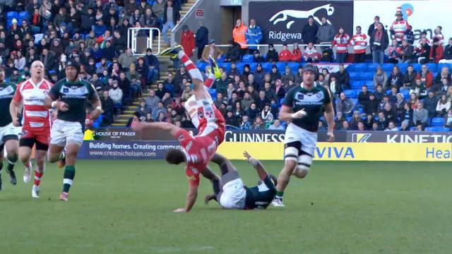 VIDEO. Premiership : Foot ou rugby ? Henry Trinder s'envoie en l'air avec Gloucester 