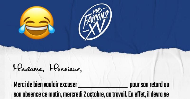 WTF - France Rugby vous offre un mot d'excuse pour voir le match des Bleus