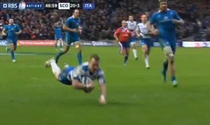 L'incroyable essai en contre de Stuart Hogg contre l'Italie