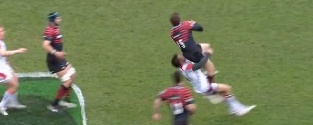 VIDÉO. Jared Payne fauche Alex Goode dans les airs et prend un carton rouge