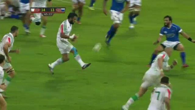 RESUME VIDEO. Italie - Kelly Haimona offre l'essai à Sergio Parisse face aux Samoa avec une très belle passe au pied