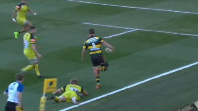 VIDEO. PREMIERSHIP : la magnifique percée de Louis Picamoles et la passe à un bras pour l'essai de Northampton