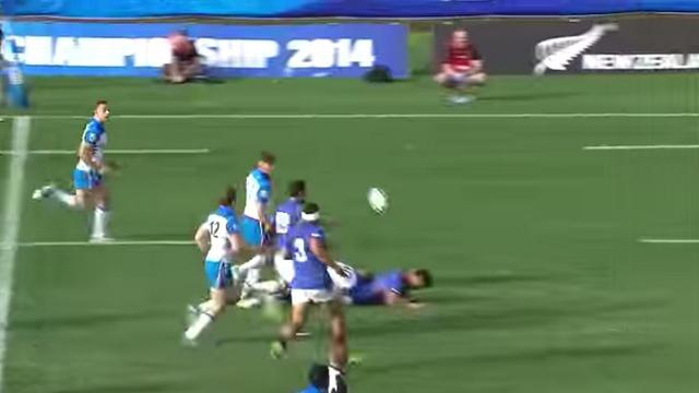 VIDEO. Coupe du Monde - 20 ans. La sublime passe après contact en aveugle de Paul Ah Him pour Nathaniel Apa