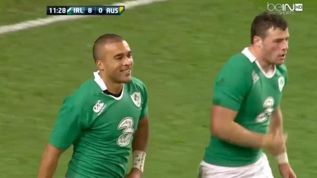 VIDÉO. Irlande - Australie : La superbe passe au pied de Jonathan Sexton pour l'essai de Simon Zebo